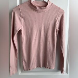 Free People Intimately Ribbed Pale Pink Mock Neck Layering Top Balletcore M/L